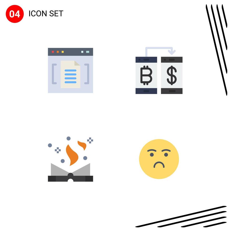 Pictogram Set of 4 Simple Flat Icons of archive transfer file payment literature Editable Vector Design Elements