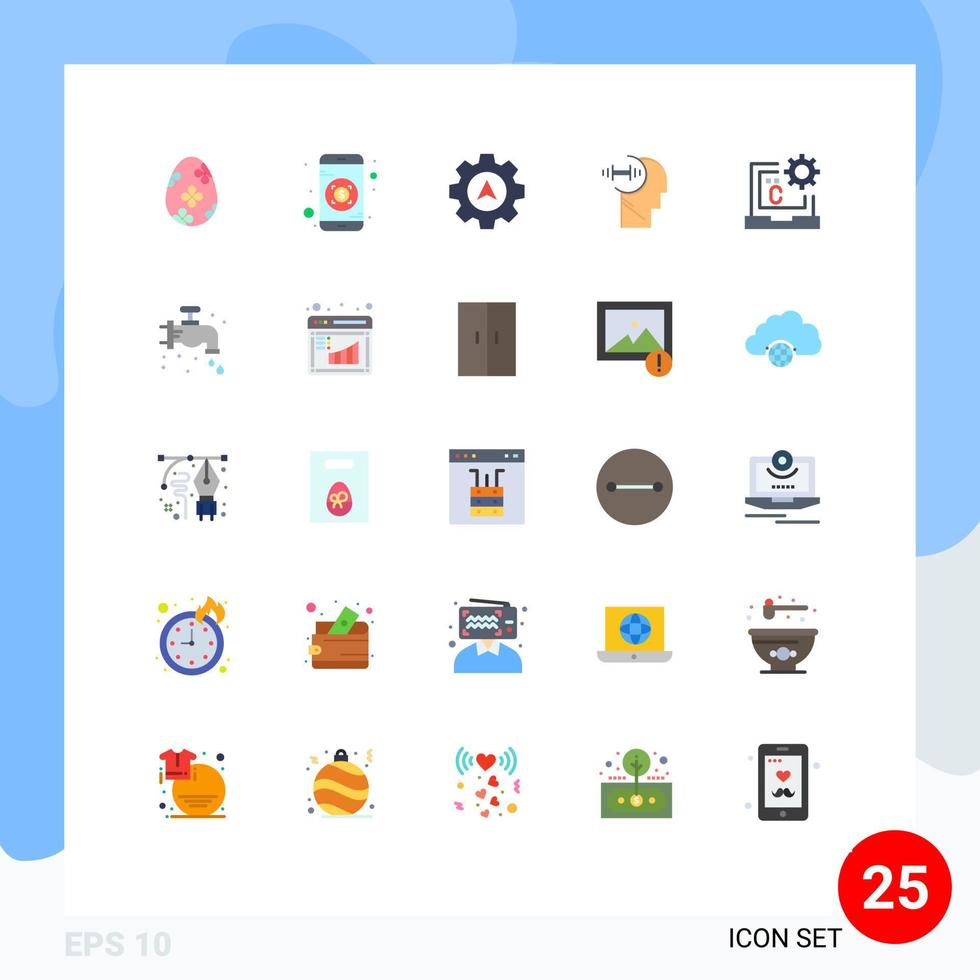 Modern Set of 25 Flat Colors and symbols such as develop code cursor c daubbell Editable Vector Design Elements
