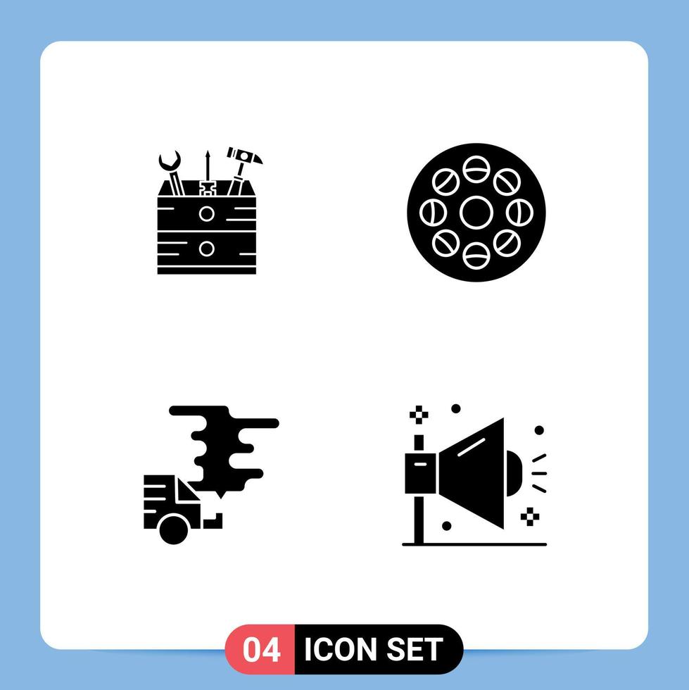 4 Creative Icons Modern Signs and Symbols of tool car tools roll gas Editable Vector Design Elements