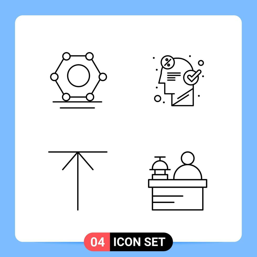 4 Line Black Icon Pack Outline Symbols for Mobile Apps isolated on white background 4 Icons Set vector