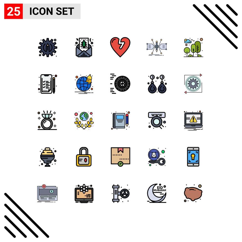 paquete de iconos vectoriales de stock de 25 signos y símbolos de línea para elementos de diseño vectorial editables de rejilla de estructura de infarto de ciudad natural vector