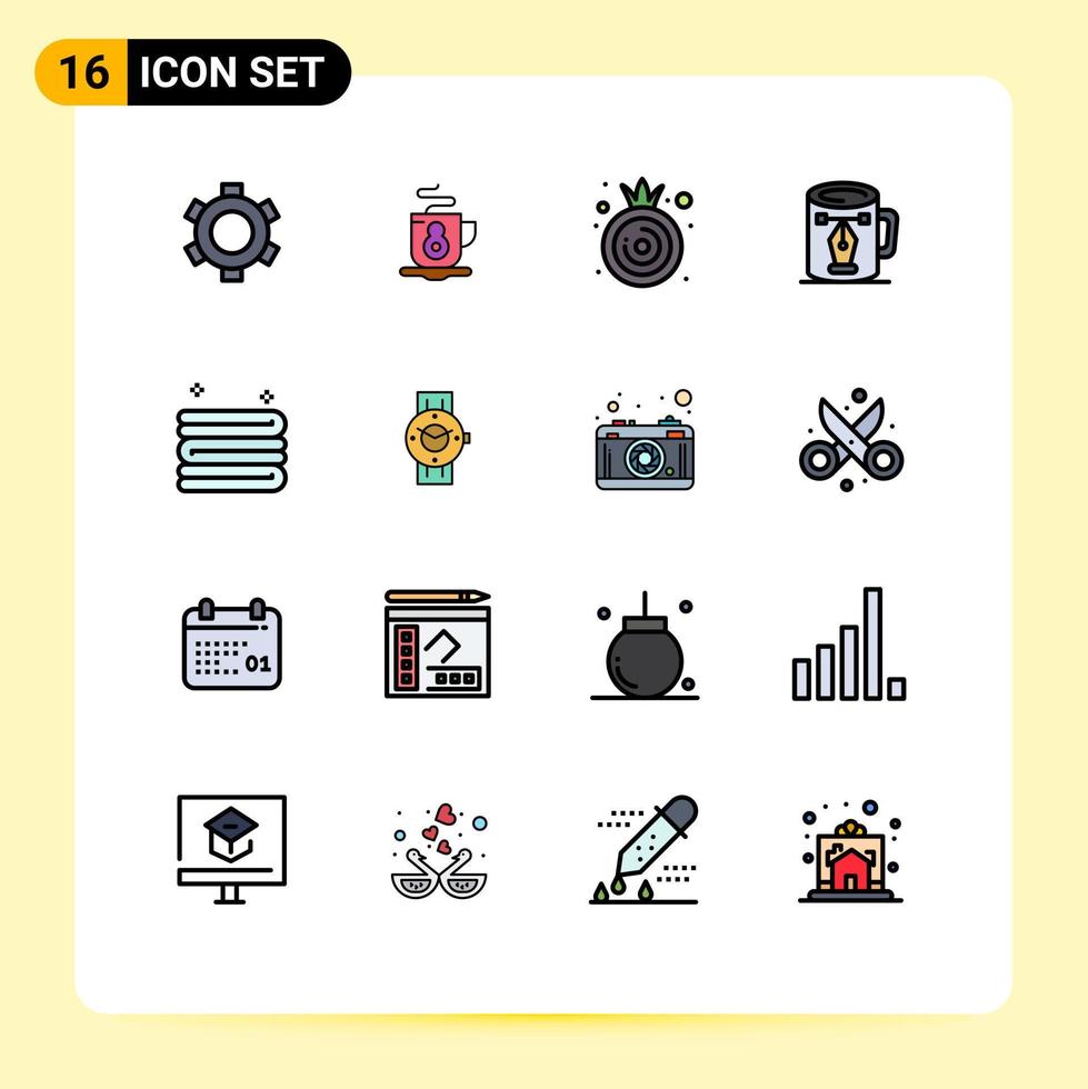 Set of 16 Modern UI Icons Symbols Signs for towel clean onion nodes drawing Editable Creative Vector Design Elements