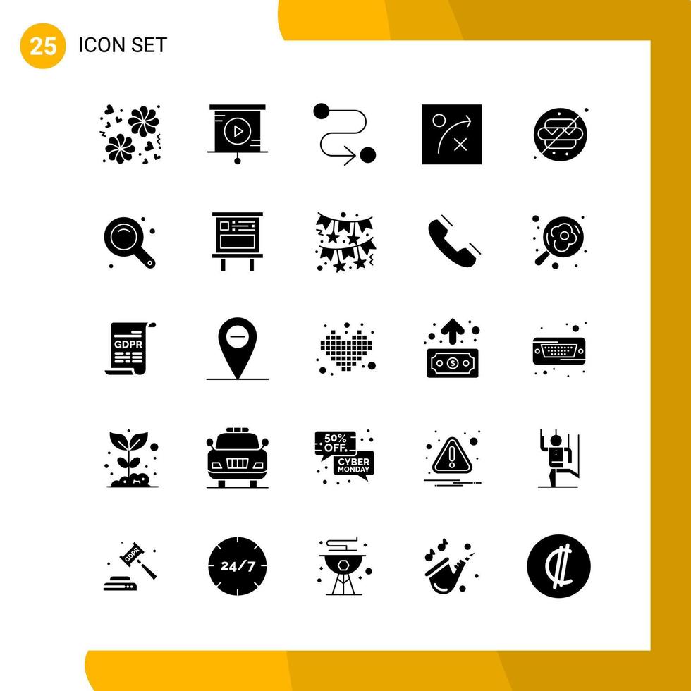 25 conjunto de iconos de estilo sólido paquete de iconos símbolos de glifo aislados en fondo blanco para el diseño de sitios web receptivos vector