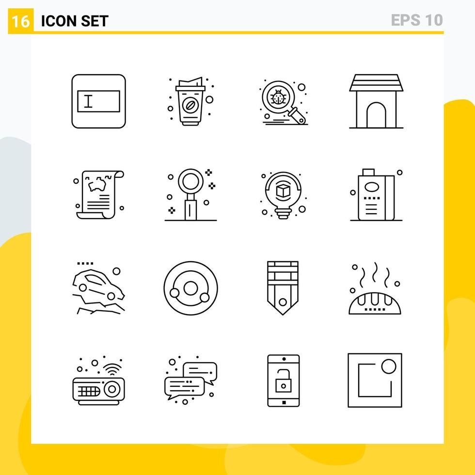 Collection of 16 Universal Line Icons Icon Set for Web and Mobile vector