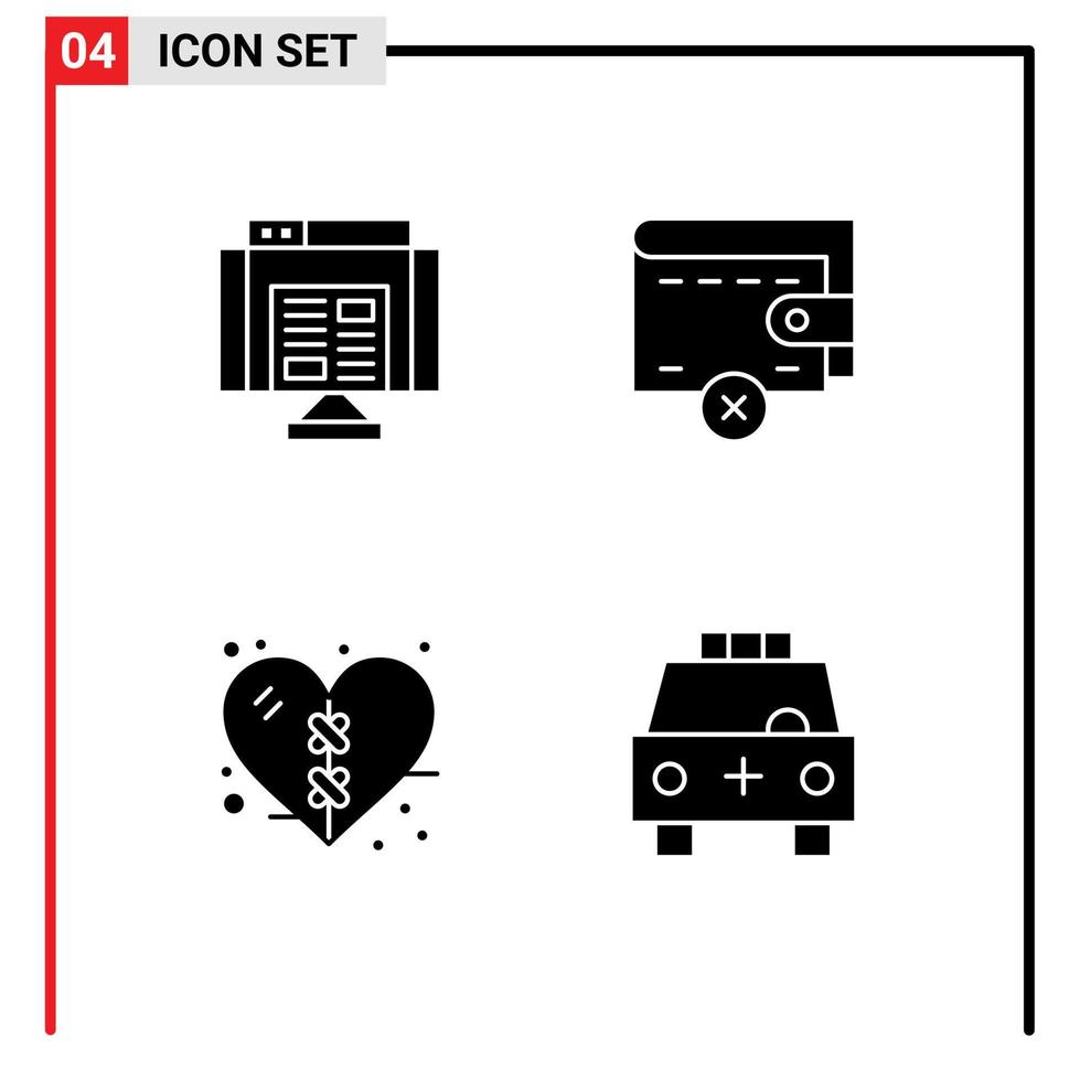 Universal Icon Symbols Group of Modern Solid Glyphs of application health web wallet ambulance Editable Vector Design Elements