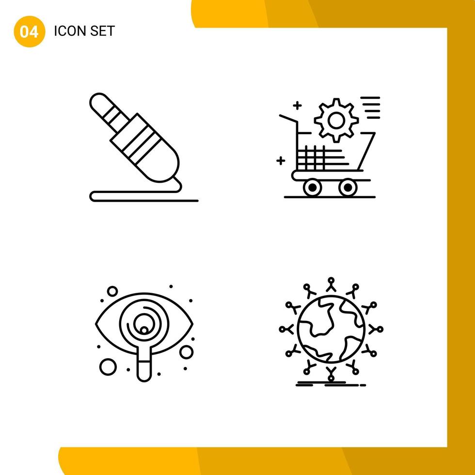 4 Icon Set Line Style Icon Pack Outline Symbols isolated on White Backgound for Responsive Website Designing vector