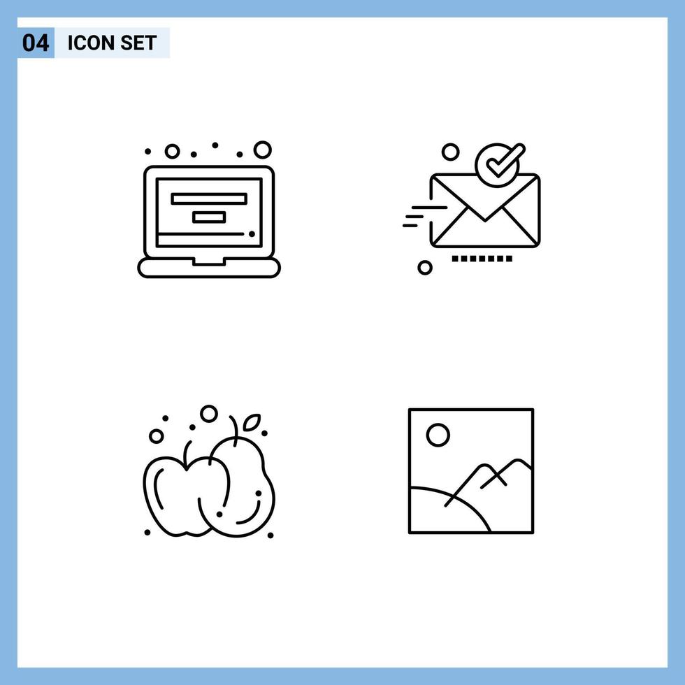4 Universal Line Signs Symbols of account agriculture profile sent apple Editable Vector Design Elements
