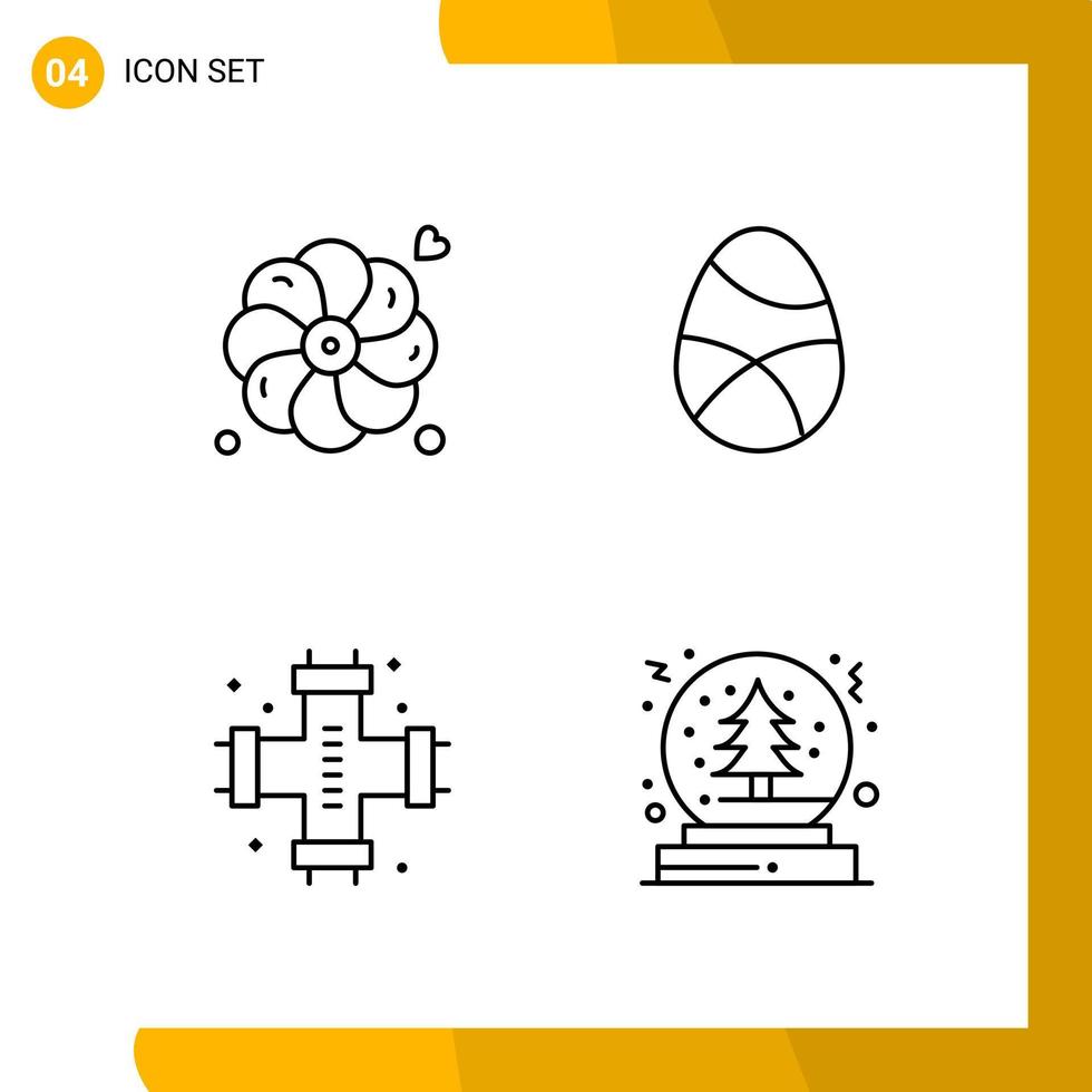 4 Icon Set Line Style Icon Pack Outline Symbols isolated on White Backgound for Responsive Website Designing vector