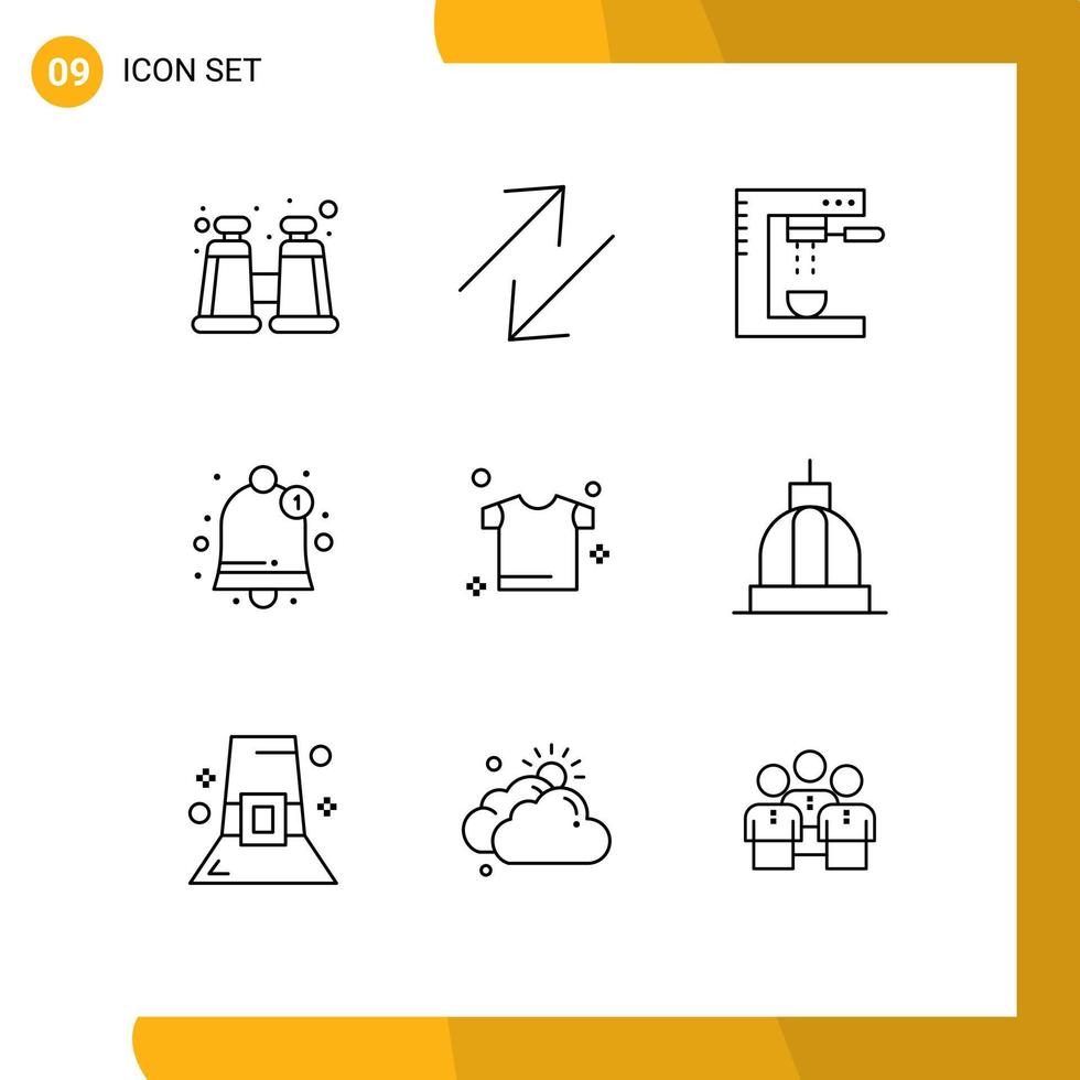 Set of 9 Modern UI Icons Symbols Signs for architecture drying espresso clothes notification Editable Vector Design Elements