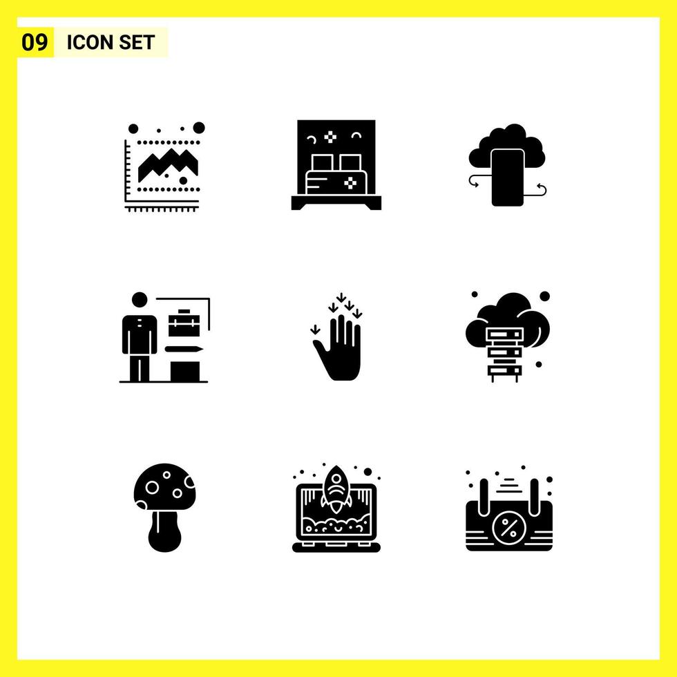 Pictogram Set of 9 Simple Solid Glyphs of achieve abilities cloudstorage safety information Editable Vector Design Elements
