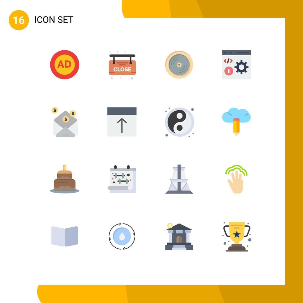 Universal Icon Symbols Group of 16 Modern Flat Colors of business development cd develop browser Editable Pack of Creative Vector Design Elements
