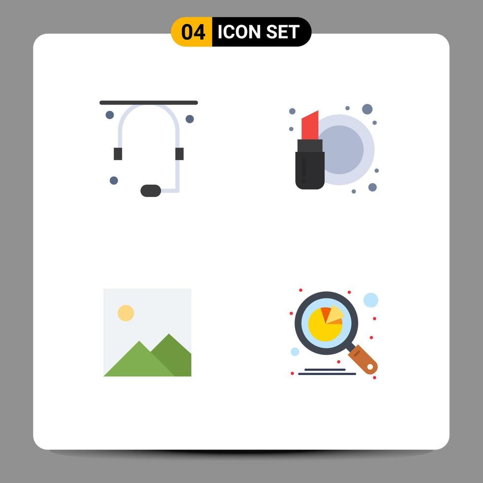 User Interface Pack of 4 Basic Flat Icons of communication image support cosmetics analysis Editable Vector Design Elements