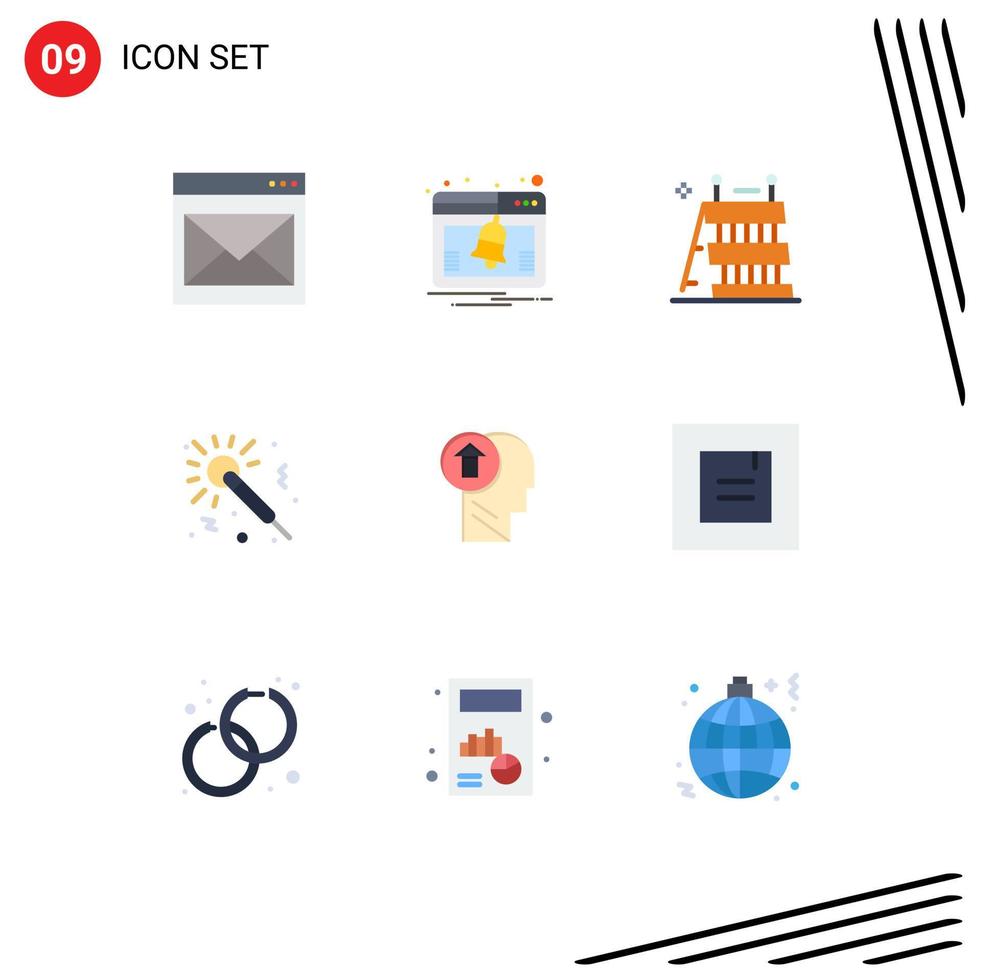 9 Universal Flat Colors Set for Web and Mobile Applications arrow studio notification music tools Editable Vector Design Elements