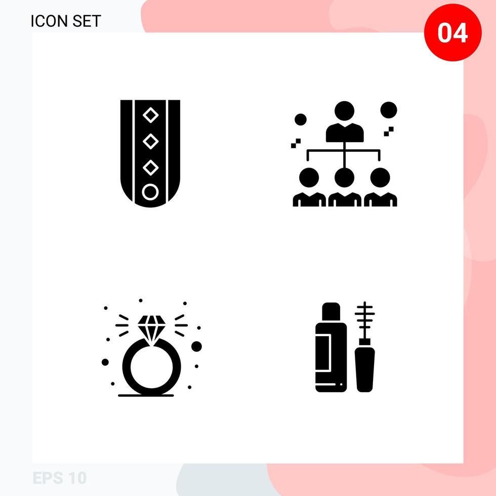 Vector Pack of 4 Icons in Solid Style Creative Glyph Pack isolated on White Background for Web and Mobile