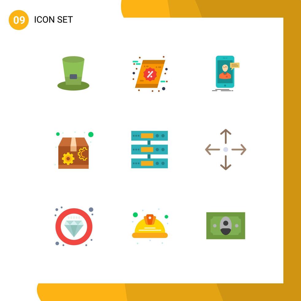 conjunto de 9 iconos de interfaz de usuario modernos símbolos signos para datos paquete de chat seo conversación en línea elementos de diseño vectorial editables vector