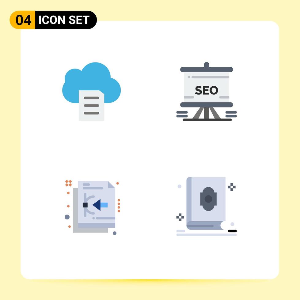 4 Flat Icon concept for Websites Mobile and Apps cloud design presentation analytics file Editable Vector Design Elements