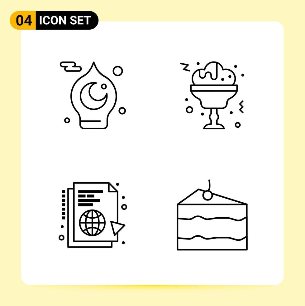 4 Creative Icons for Modern website design and responsive mobile apps 4 Outline Symbols Signs on White Background 4 Icon Pack vector