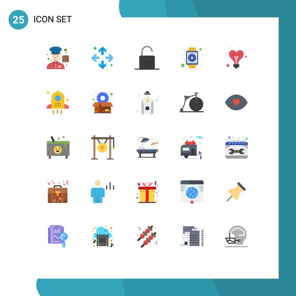 25 iconos creativos, signos y símbolos modernos de idea, reloj inteligente, configuración de seguridad, interfaz, elementos de diseño vectorial editables vector