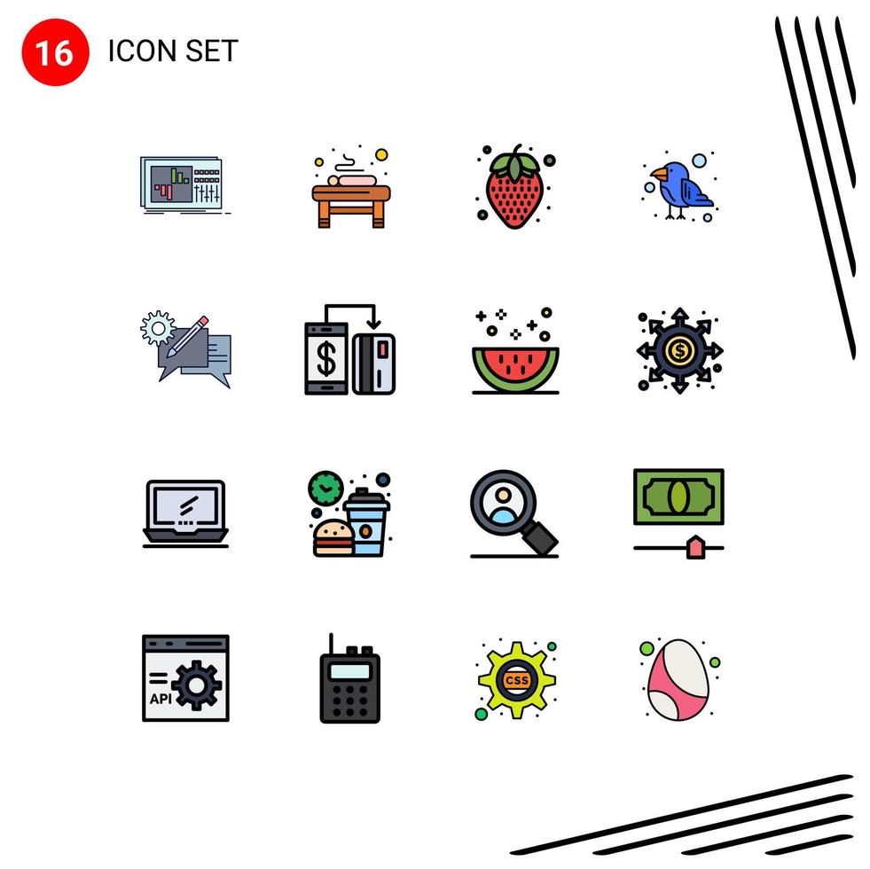 paquete de iconos de vectores de stock de 16 signos y símbolos de línea para la comunicación elementos de diseño de vectores creativos editables de carnaval de aves salvajes spa