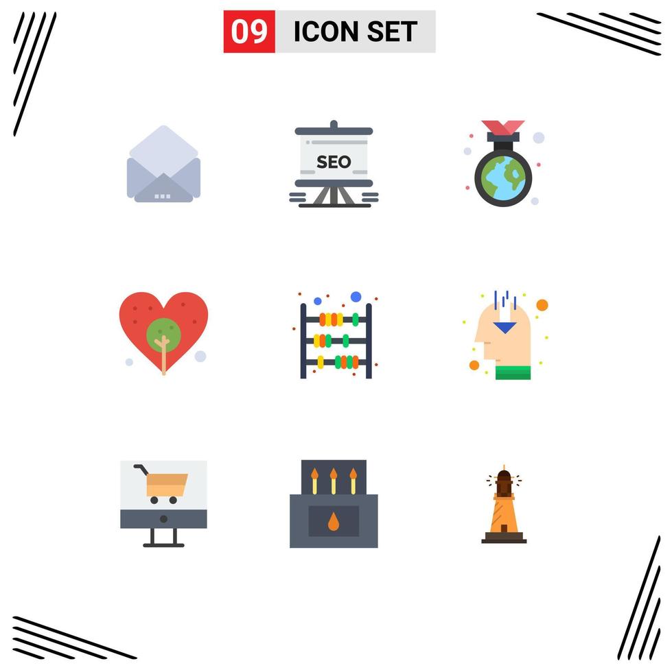 conjunto de 9 iconos de interfaz de usuario modernos símbolos signos para finanzas contador insignia bombilla tierra elementos de diseño vectorial editables vector