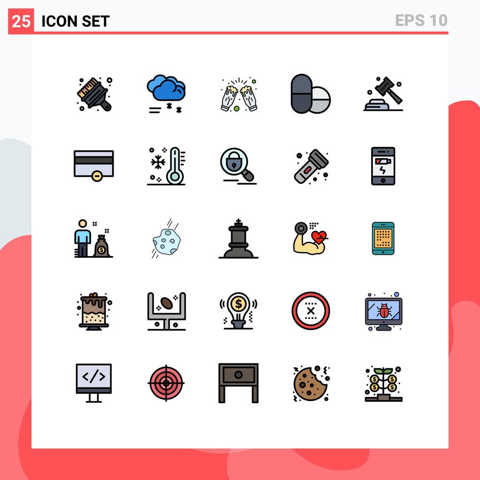 25 iconos creativos signos y símbolos modernos de aplicación de la justicia celebran tabletas vino elementos de diseño vectorial editables vector