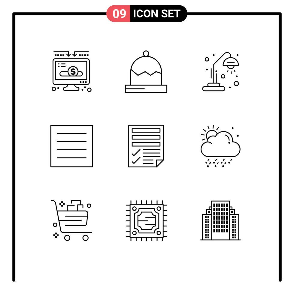 Set of 9 Vector Outlines on Grid for file laundry school dry care Editable Vector Design Elements