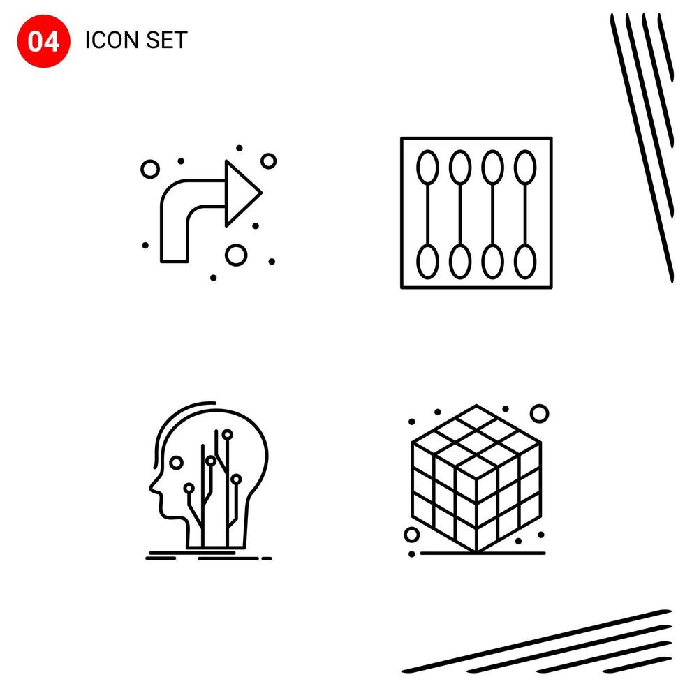 Collection of 4 Vector Icons in Line style Pixle Perfect Outline Symbols for Web and Mobile Line Icon Signs on White Background 4 Icons