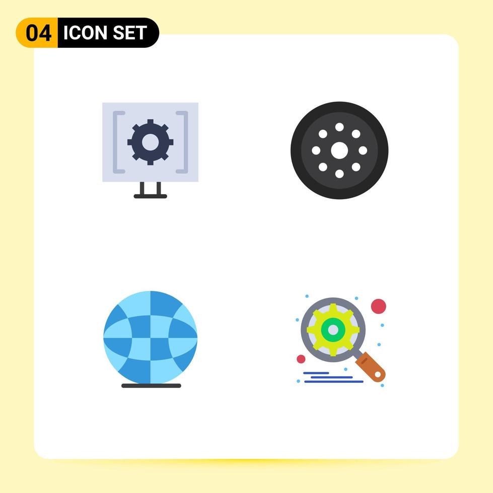 Modern Set of 4 Flat Icons Pictograph of contact smart service locked internet Editable Vector Design Elements