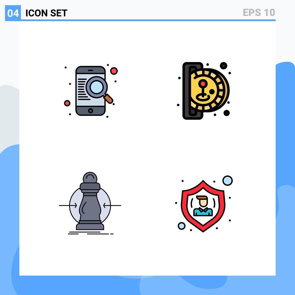 4 Thematic Vector Filledline Flat Colors and Editable Symbols of find cost online game lower Editable Vector Design Elements