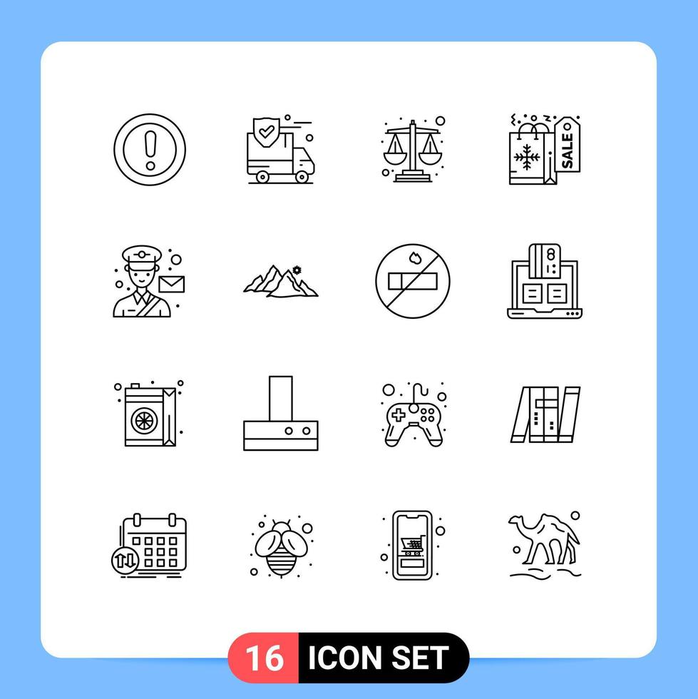 Pack of 16 creative Outlines of man avatar van xmas christmas Editable Vector Design Elements