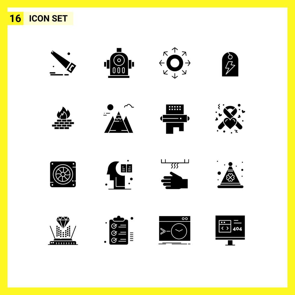 Modern Set of 16 Solid Glyphs and symbols such as network computer circle antivirus power Editable Vector Design Elements