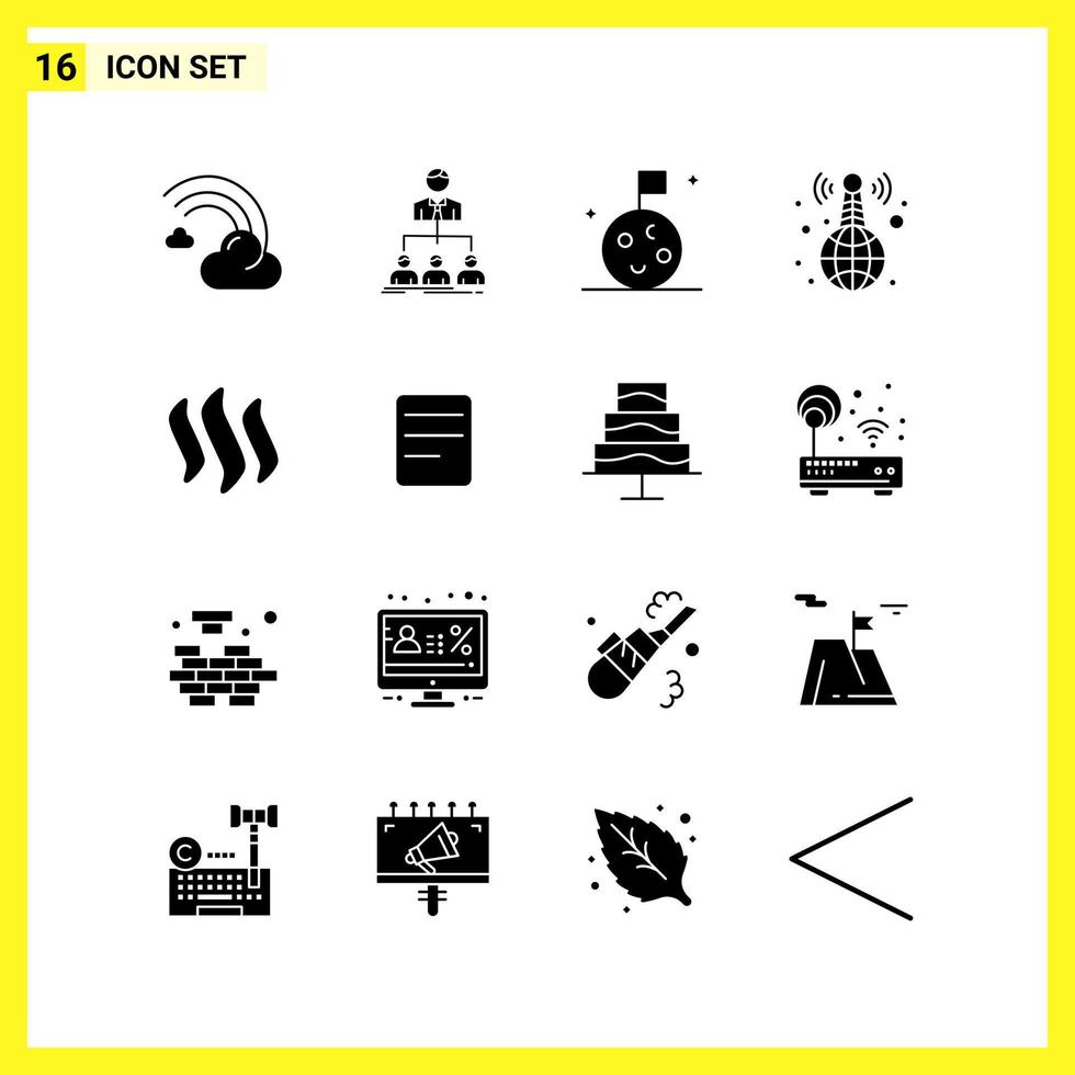 16 conjunto de iconos símbolos sólidos simples signo de glifo sobre fondo blanco para el diseño de sitios web, aplicaciones móviles y medios impresos vector