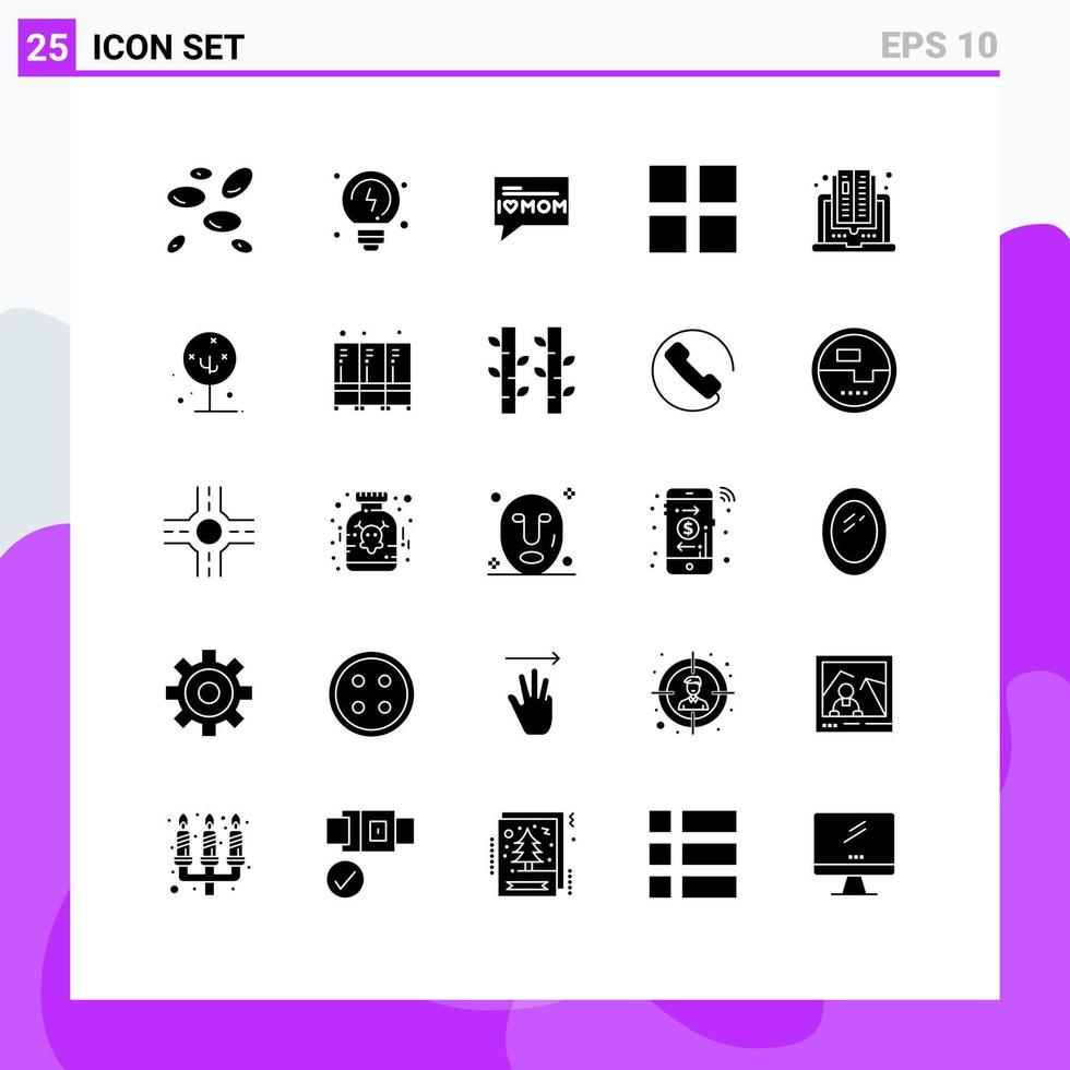 Group of 25 Solid Glyphs Signs and Symbols for blooming online love computer thumbnails Editable Vector Design Elements