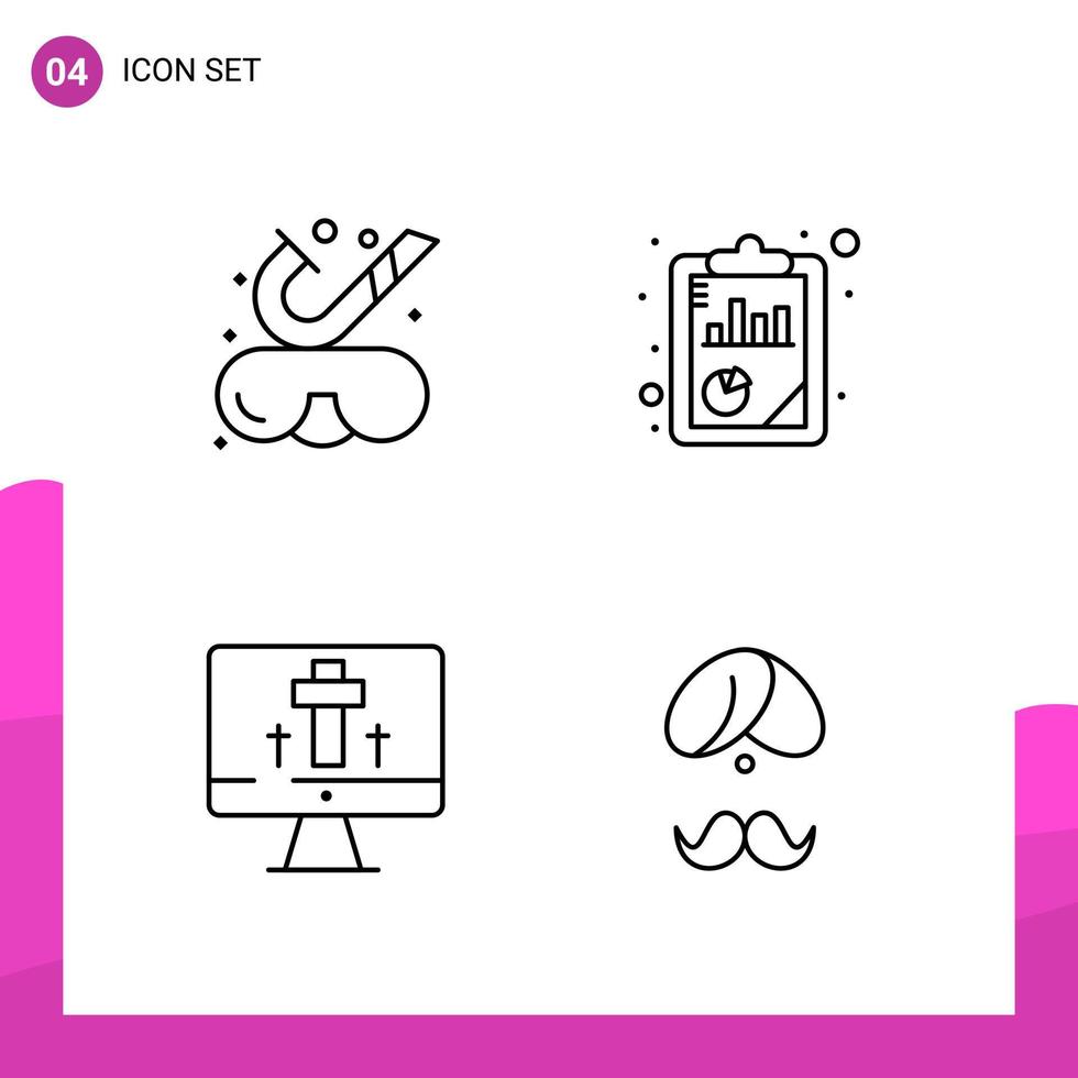 Outline Icon set Pack of 4 Line Icons isolated on White Background for responsive Website Design Print and Mobile Applications vector