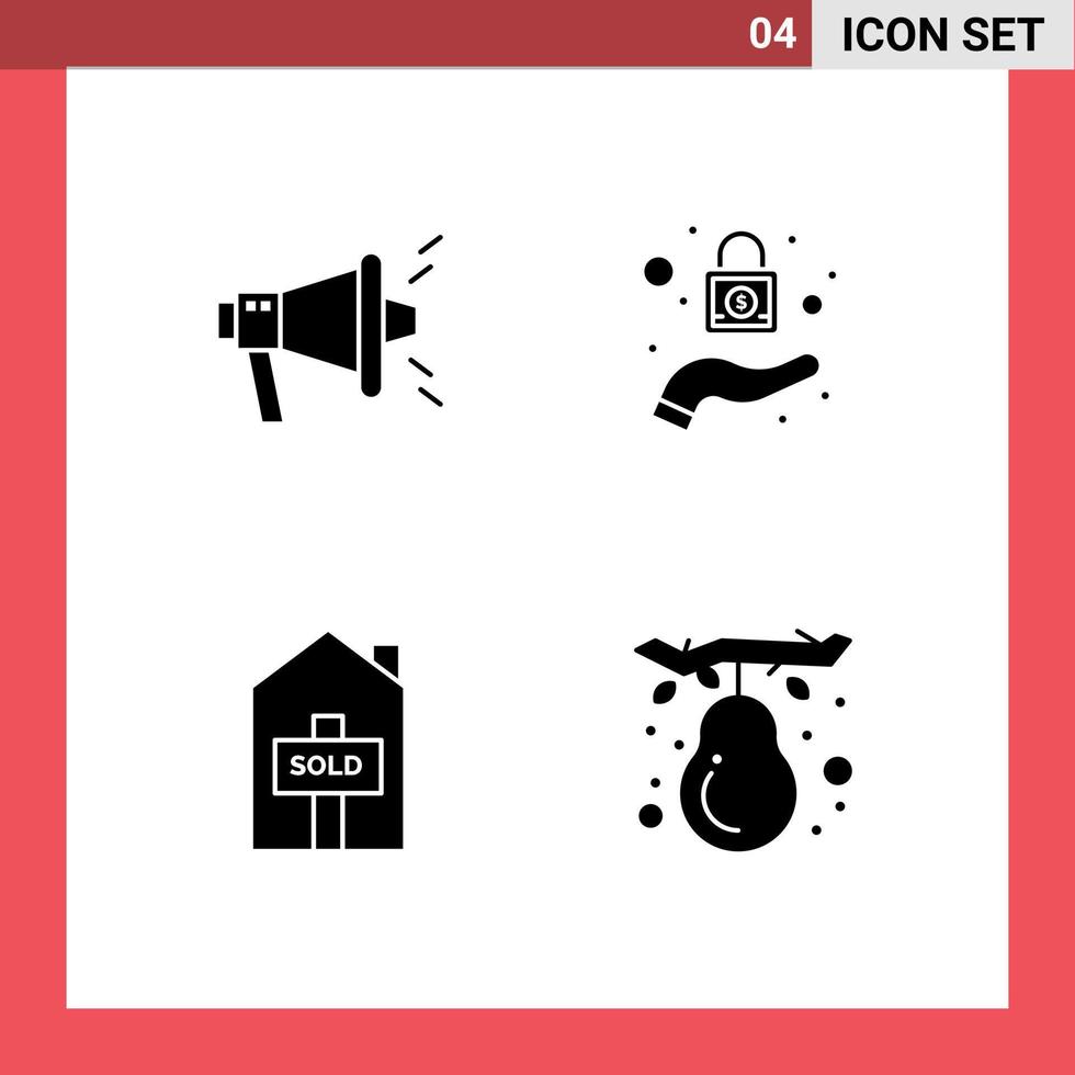 4 Creative Icons Modern Signs and Symbols of marketing autumn lock house fruit Editable Vector Design Elements