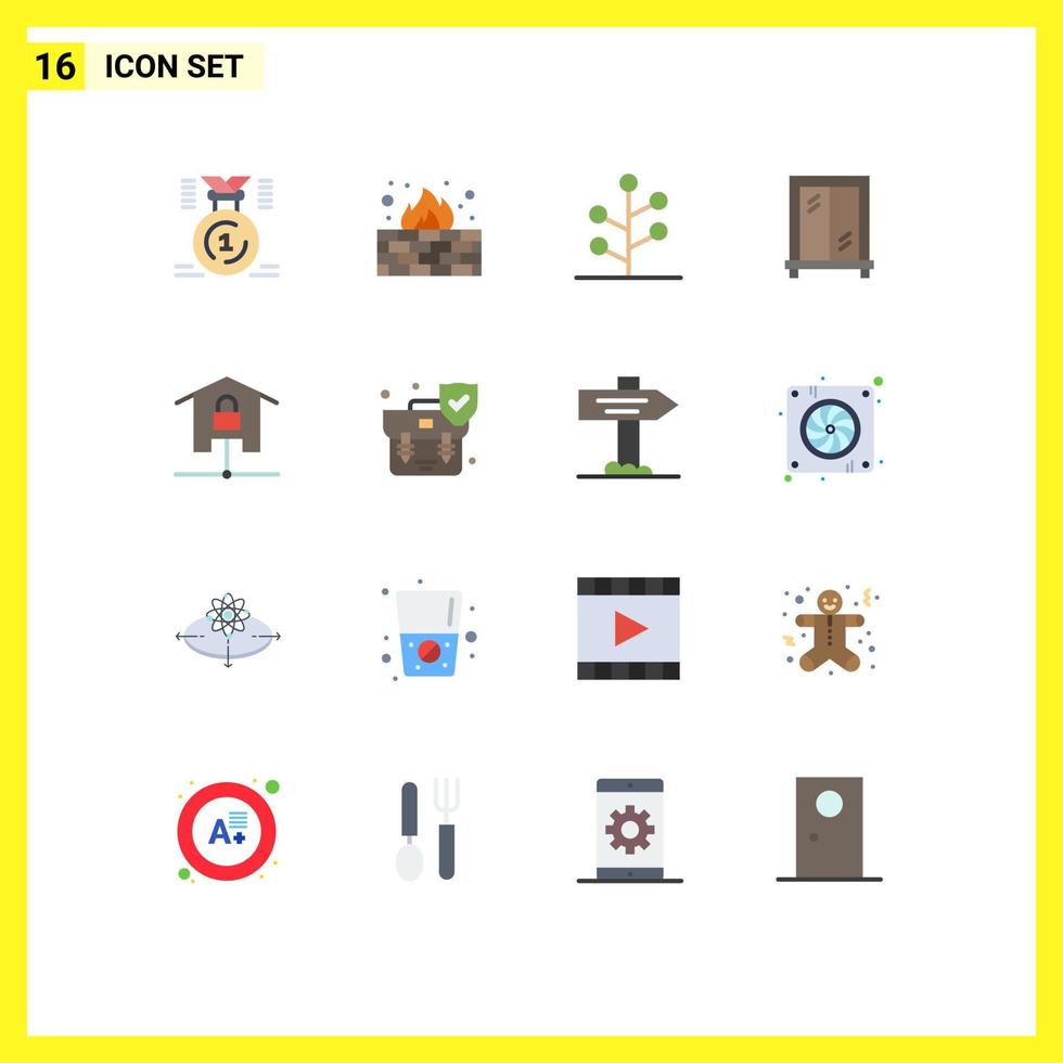 16 Flat Color concept for Websites Mobile and Apps kit devices protection window tree Editable Pack of Creative Vector Design Elements