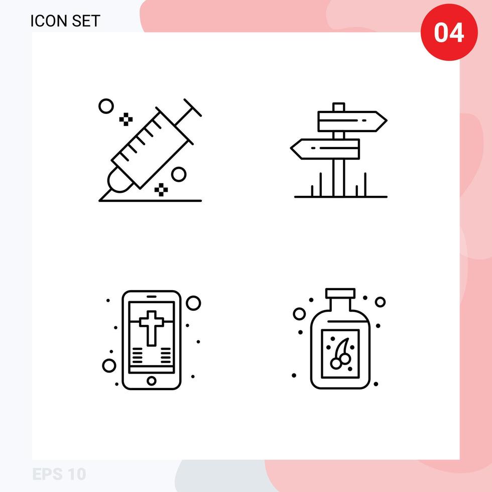 4 iconos creativos signos y símbolos modernos de color selector móvil hotel cristiano elementos de diseño vectorial editables vector