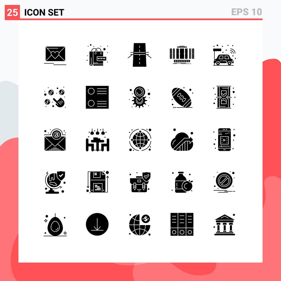 Pack of 25 Modern Solid Glyphs Signs and Symbols for Web Print Media such as technology axis bridge vertical highway Editable Vector Design Elements