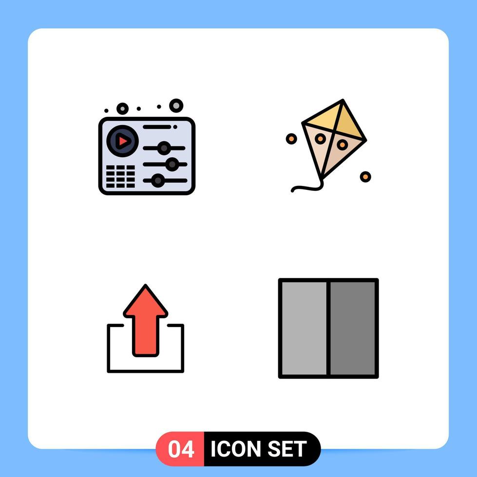paquete de iconos vectoriales de stock de 4 signos y símbolos de línea para flechas de audio reproducir cometa cargar elementos de diseño vectorial editables vector