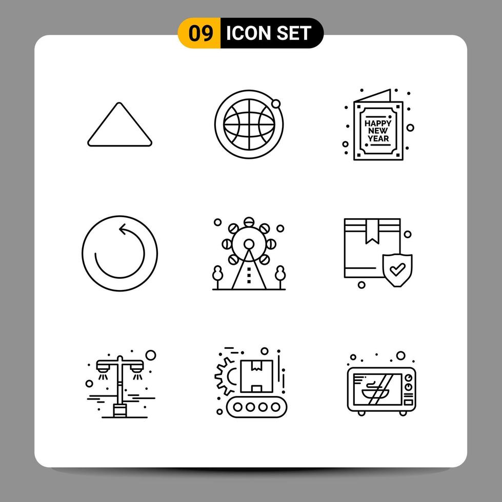 9 Black Icon Pack Outline Symbols Signs for Responsive designs on white background 9 Icons Set vector