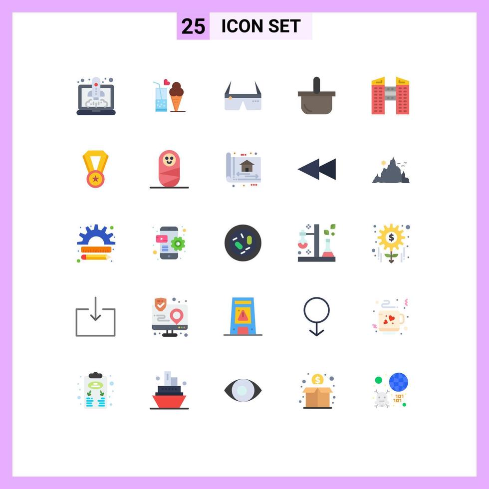 paquete de iconos de vector de stock de 25 signos y símbolos de línea para comida de picnic cesta de cono vasos elementos de diseño de vector editables