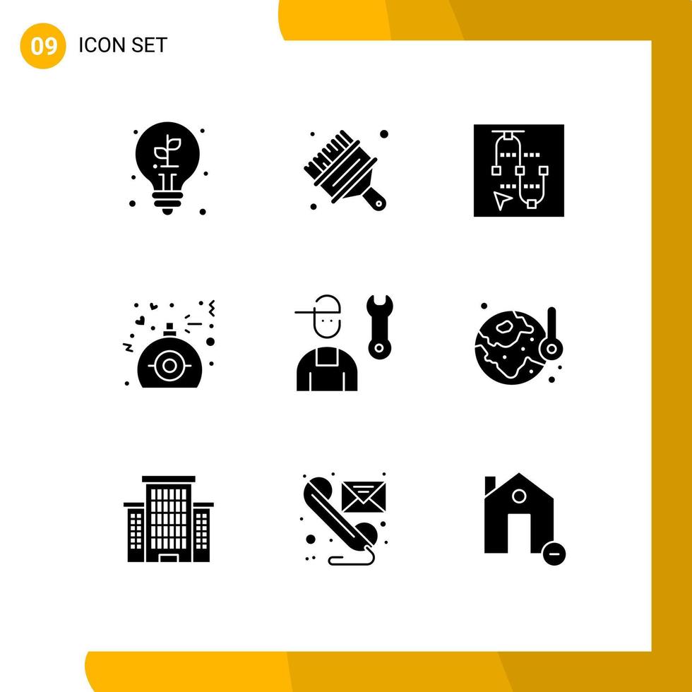 Pictogram Set of 9 Simple Solid Glyphs of man present mouse perfume gift Editable Vector Design Elements