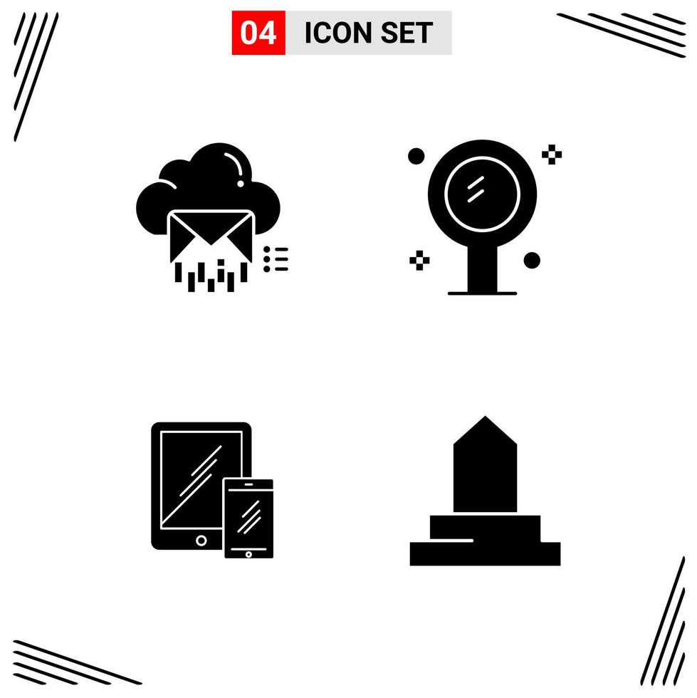 4 Icons Solid Style Grid Based Creative Glyph Symbols for Website Design Simple Solid Icon Signs Isolated on White Background 4 Icon Set vector