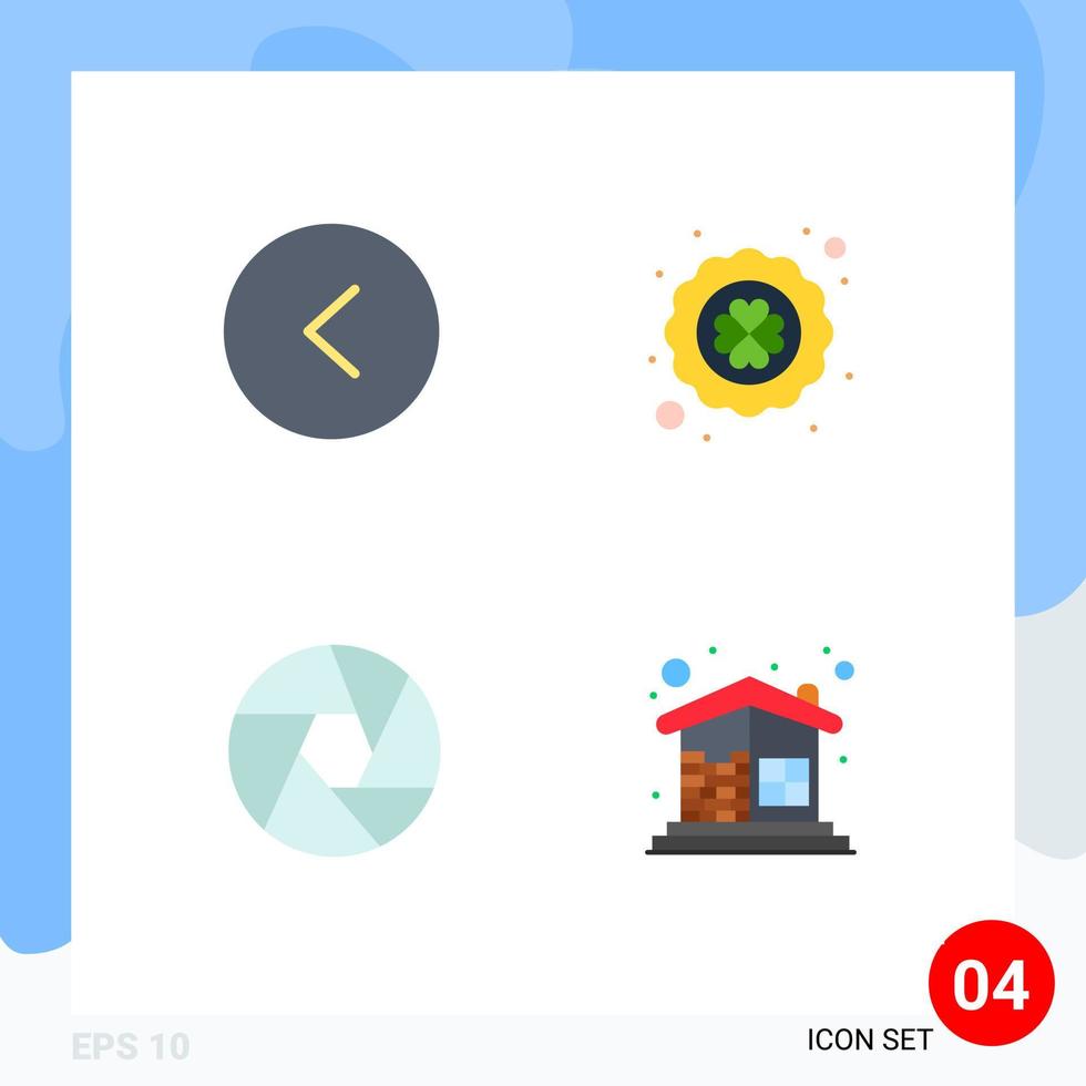 4 Creative Icons Modern Signs and Symbols of arrow focus clover poker brick wall Editable Vector Design Elements