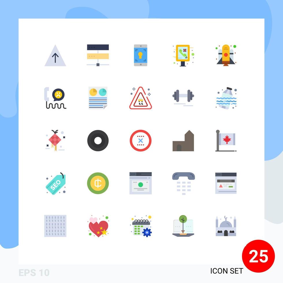 conjunto de 25 iconos modernos de la interfaz de usuario símbolos signos para la aplicación pública de la nave espacial información del teléfono elementos de diseño vectorial editables gráficos vector