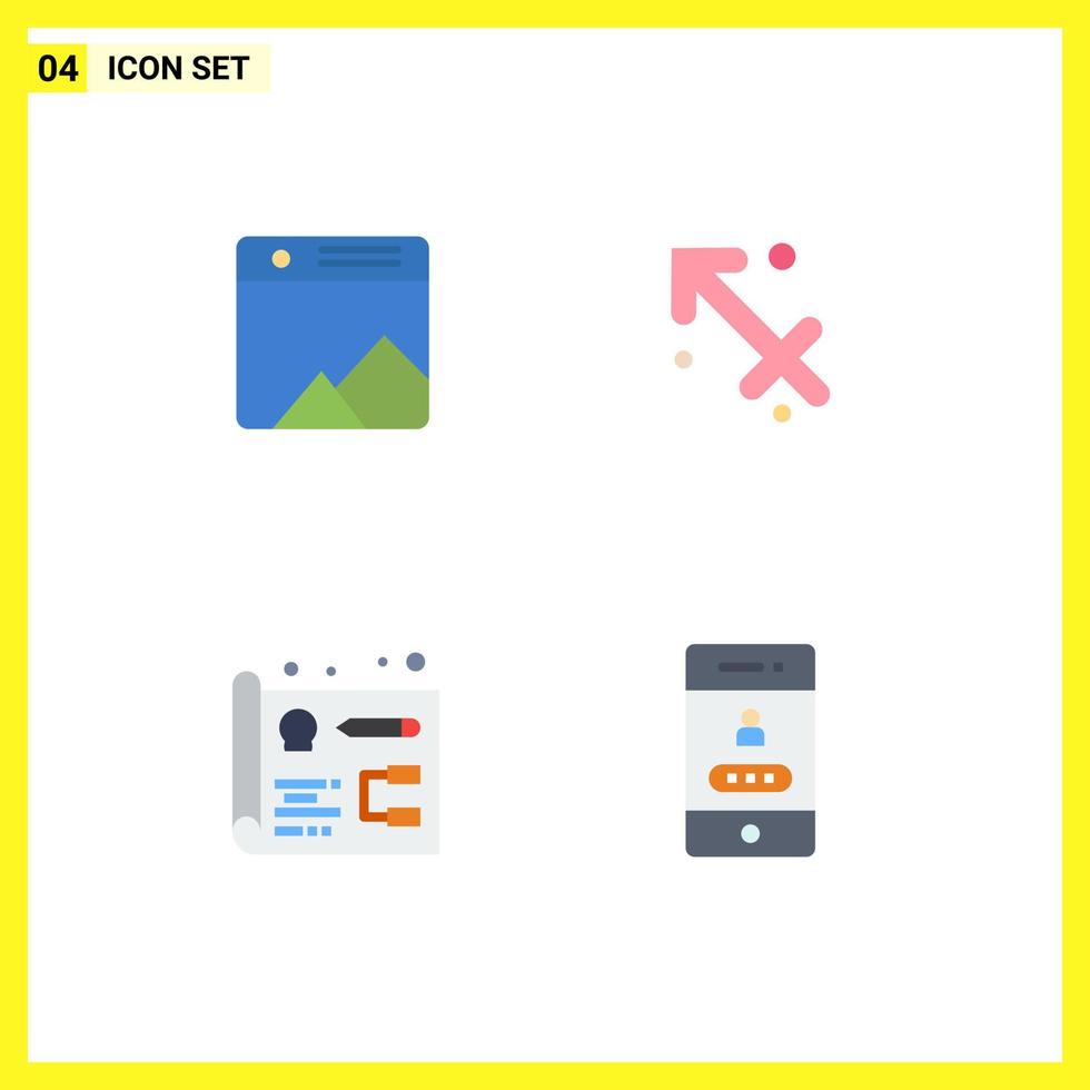 Pack of 4 Modern Flat Icons Signs and Symbols for Web Print Media such as image development web zodiac access Editable Vector Design Elements