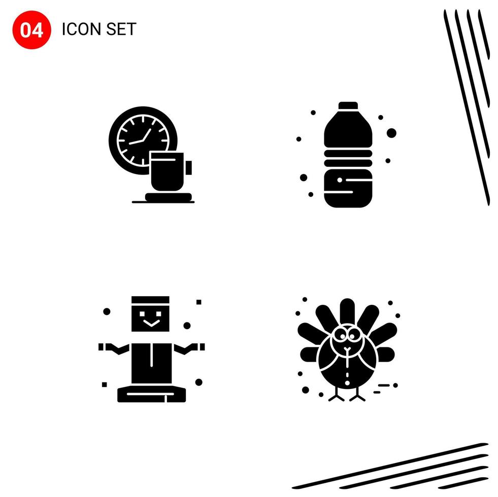 Collection of 4 Vector Icons in solid style Pixle Perfect Glyph Symbols for Web and Mobile Solid Icon Signs on White Background 4 Icons