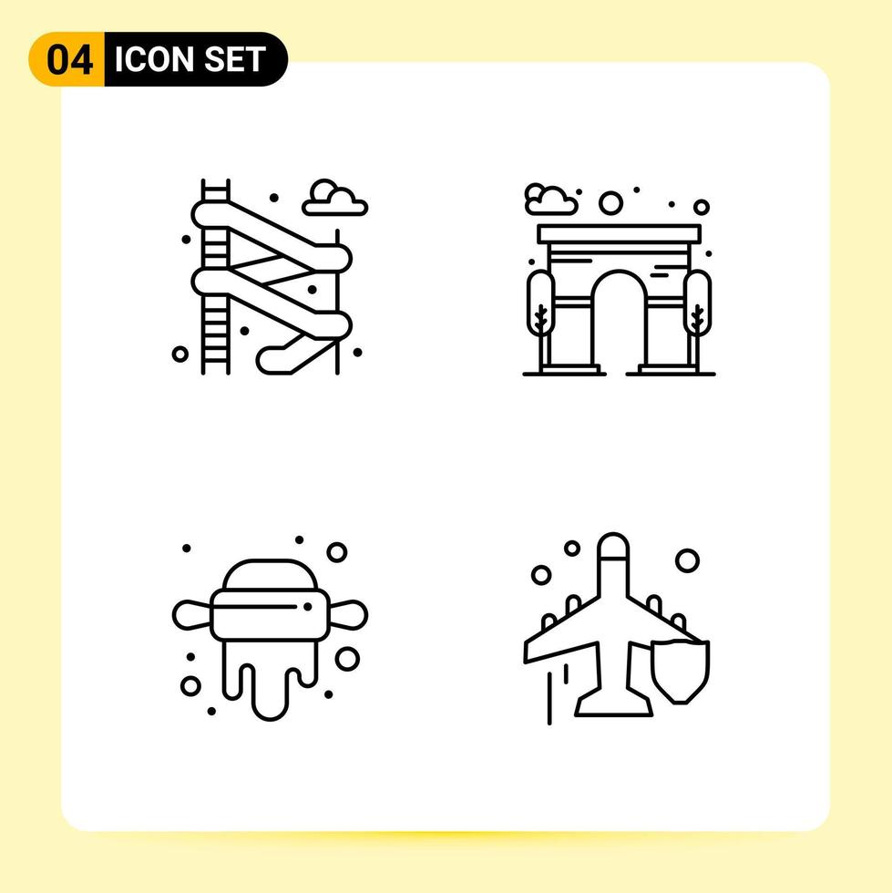 4 Creative Icons for Modern website design and responsive mobile apps 4 Outline Symbols Signs on White Background 4 Icon Pack vector
