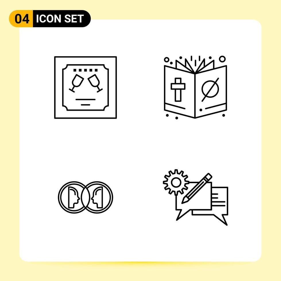 4 Creative Icons for Modern website design and responsive mobile apps 4 Outline Symbols Signs on White Background 4 Icon Pack vector
