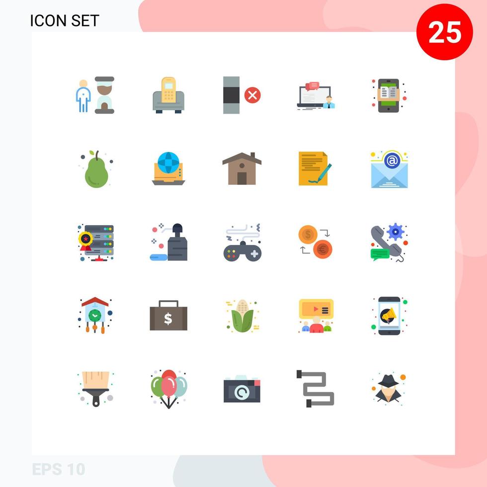 Modern Set of 25 Flat Colors Pictograph of education computer hardware online training Editable Vector Design Elements